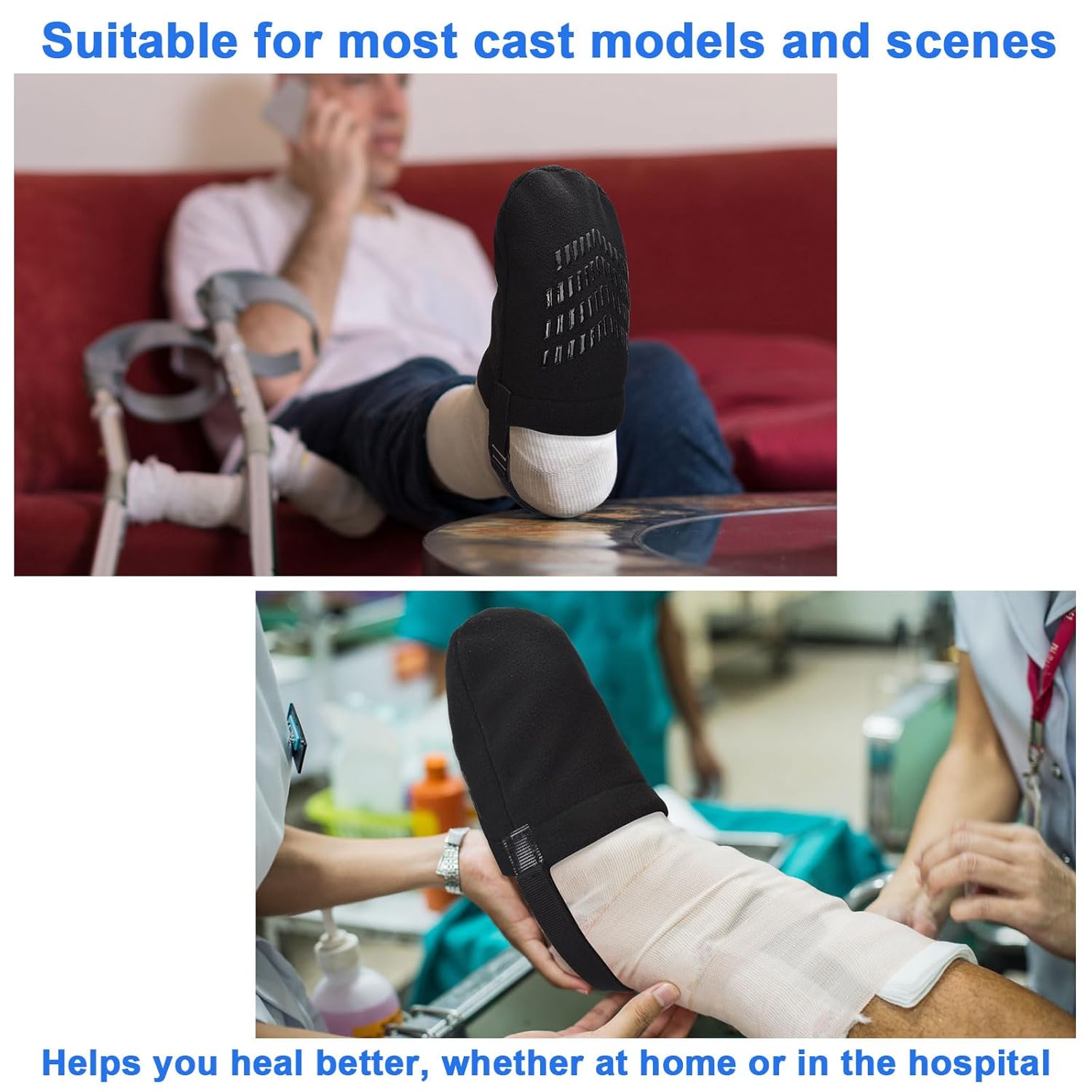 iGuerburn 2Pcs Cast Sock Cover for Foot, Non-slip Cast Toe Cover Keep Toe Clean & Warm, Foot Surgery Recovery Supplies Cast Cover Protector for Women Men Adults - Image 6