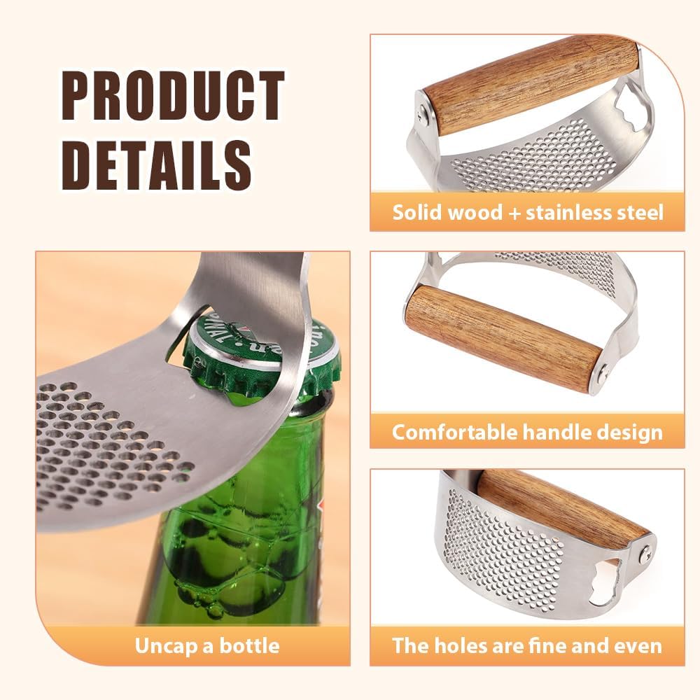 Stainless Steel Garlic Presser, Upgraded Garlic Press Rocker with Peeler and Cleaning Brush, Ergonomic Handle for Cooking Enthusiasts (1 pcs) - Image 4