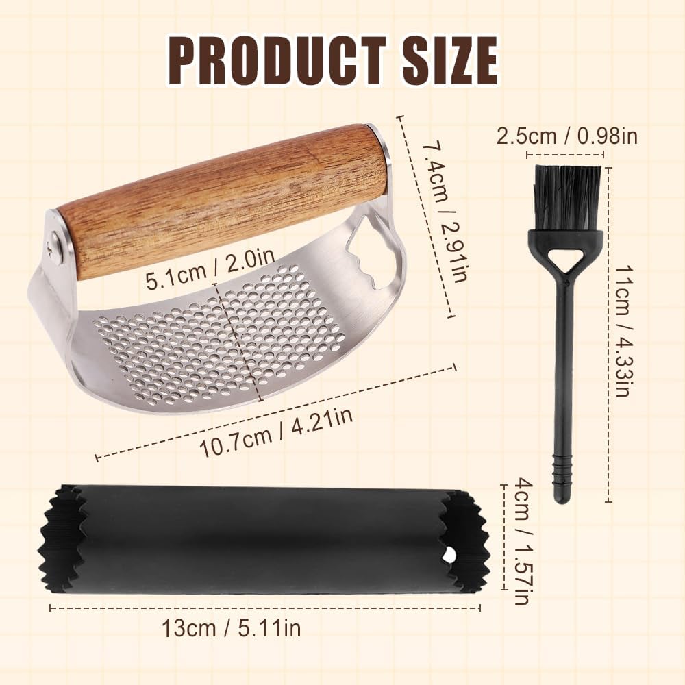 Stainless Steel Garlic Presser, Upgraded Garlic Press Rocker with Peeler and Cleaning Brush, Ergonomic Handle for Cooking Enthusiasts (1 pcs) - Image 8