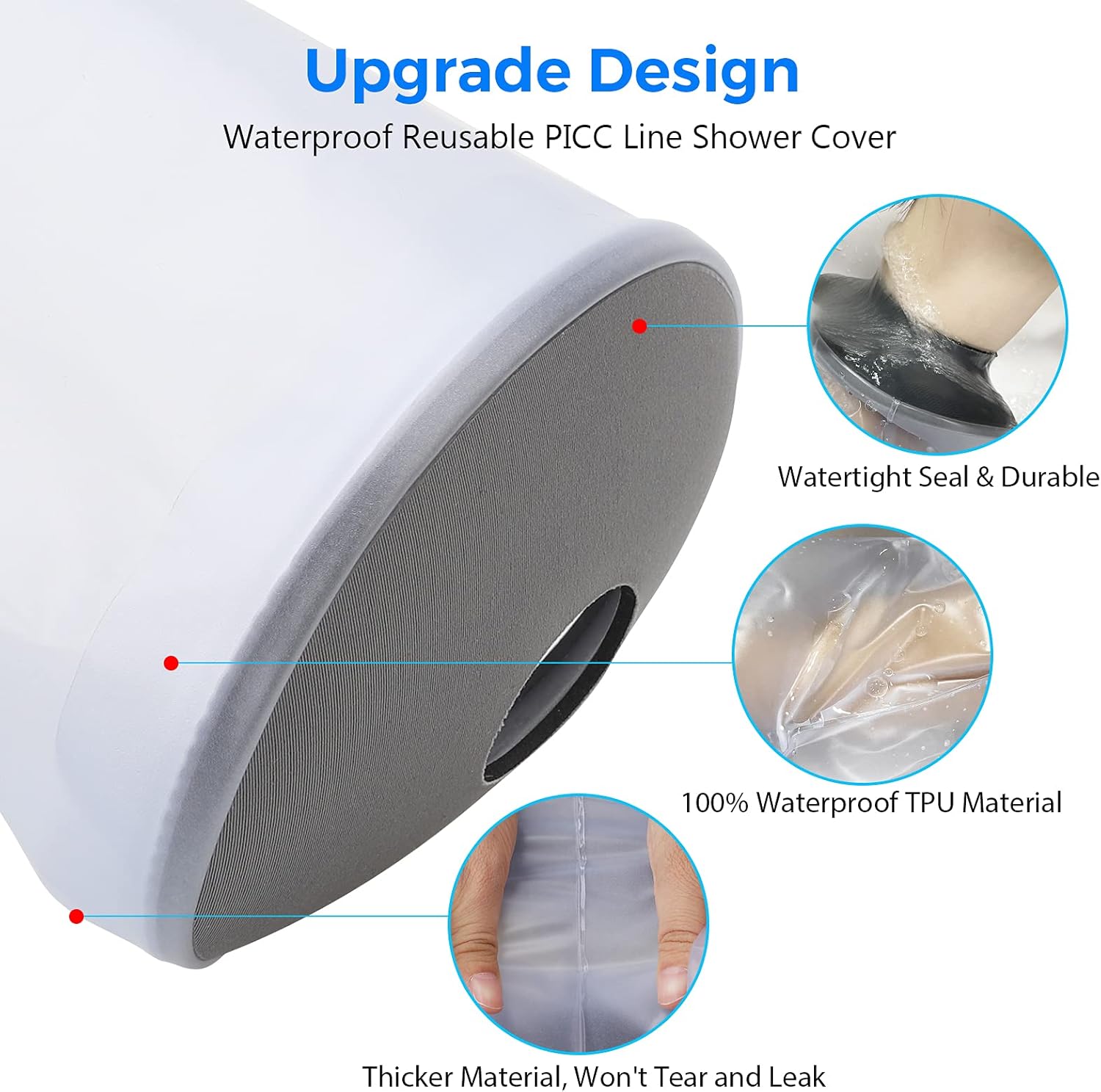 PICC Line Shower Cover, PICC Line Covers for Upper Arm, Reable IV&PICC Line Sleeve Protector for Shower Adult, Waterproof Cast Covers for Arm Elbow Chemotherapy Home Infion Bandage Dressing Wound - Image 3