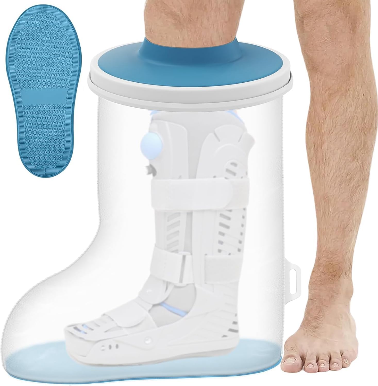Waterproof Extra Wide Cast Covers for Shower Leg, Extra Large Foot Cast Protector with Non-Slip Bottom, Reable Leg Cast Cover for Pl Size Adults Large Casts Surgery Shower Boots - Image 1