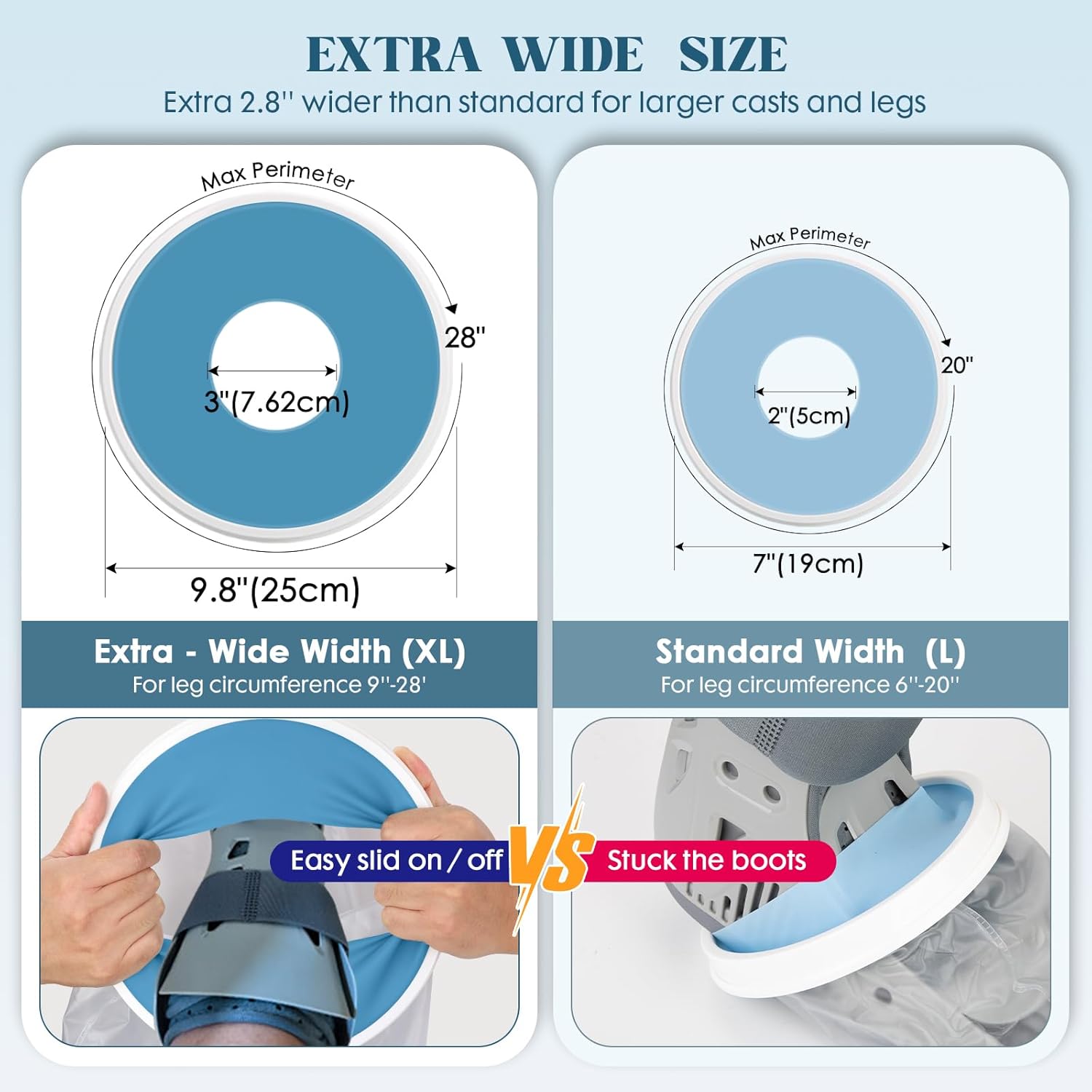 Waterproof Extra Wide Cast Covers for Shower Leg, Extra Large Foot Cast Protector with Non-Slip Bottom, Reable Leg Cast Cover for Pl Size Adults Large Casts Surgery Shower Boots - Image 5