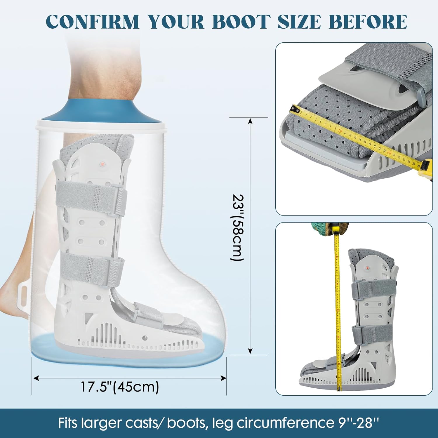 Waterproof Extra Wide Cast Covers for Shower Leg, Extra Large Foot Cast Protector with Non-Slip Bottom, Reable Leg Cast Cover for Pl Size Adults Large Casts Surgery Shower Boots - Image 6