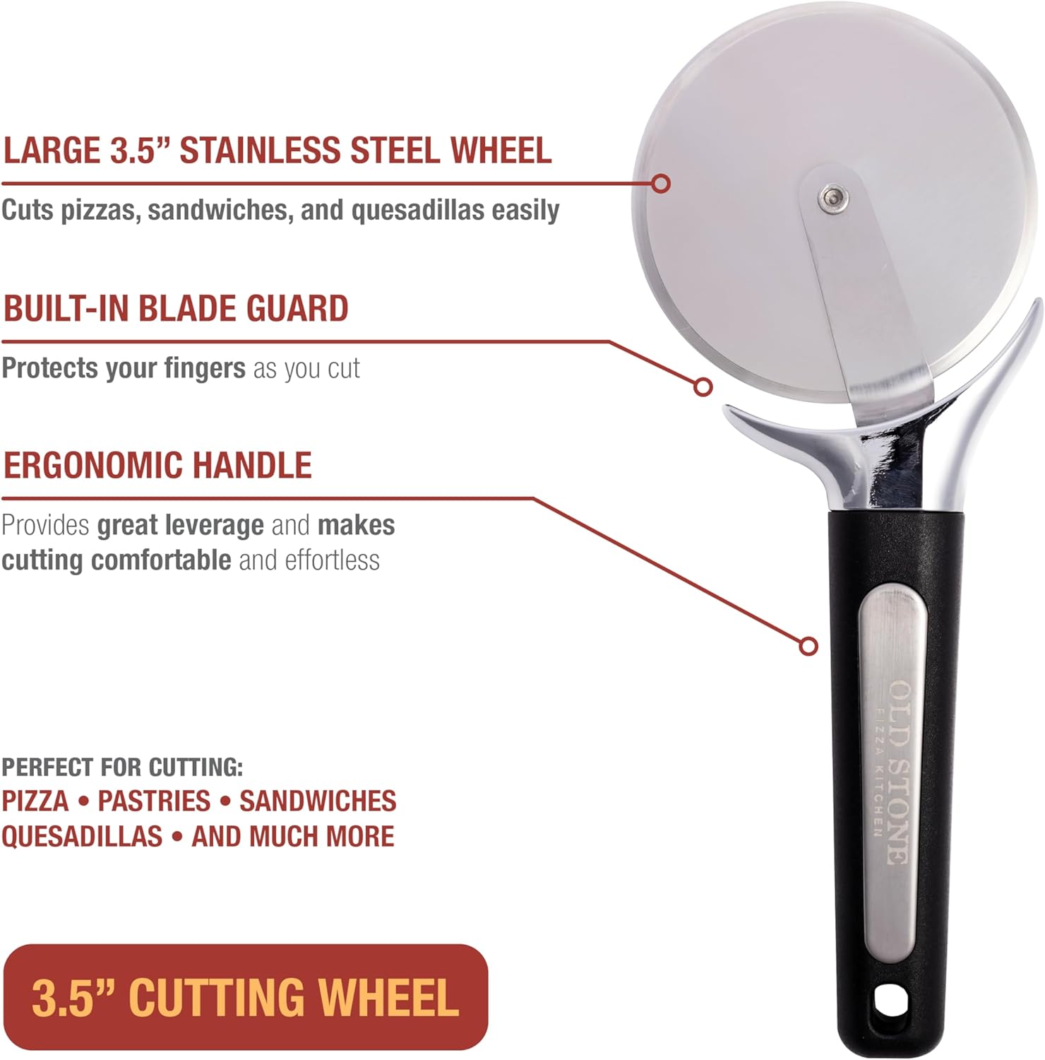 Premium Stainless Steel Pizza Cutter Wheel Pizza Slicer, 3.5-inch Pizza Cutter Wheel - Image 6