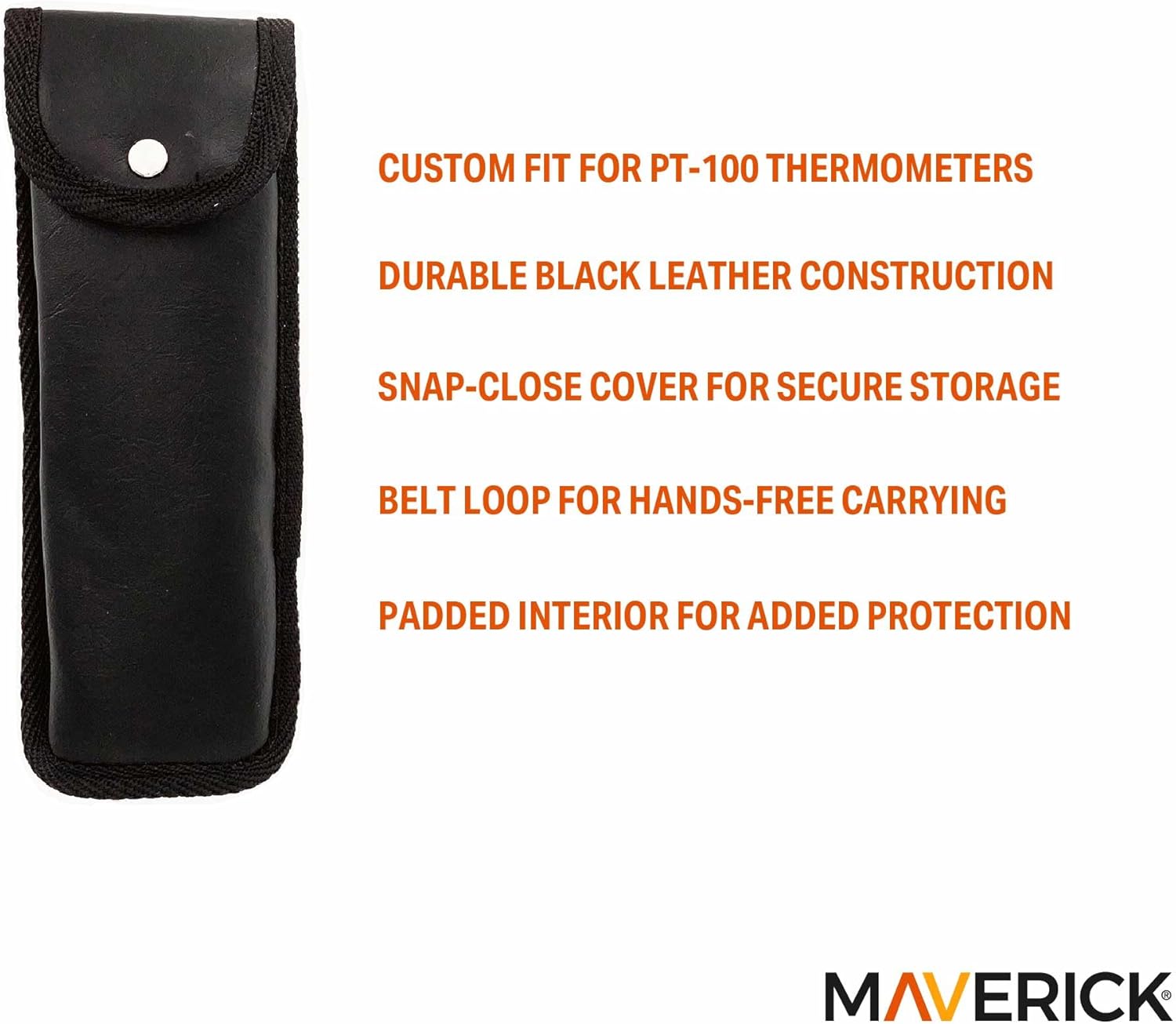 Protective Leather Case for PT-100 Thermocouple Thermometer – Ctom-Fit Holder with Snap-Close Cover, Belt Loop & Padded Interior for Professional e - Image 2