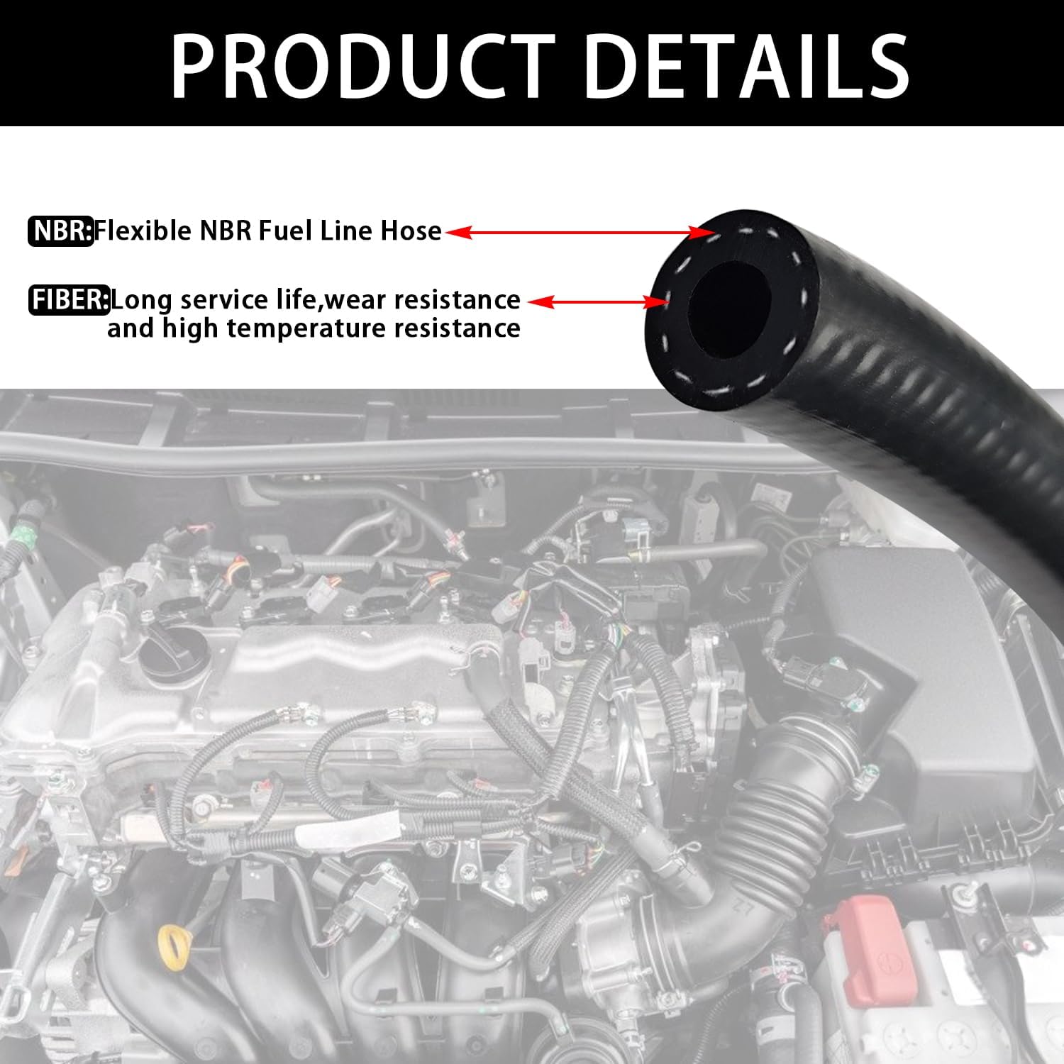 3/4 Inch(19mm) ID Fuel Line Hose Ph Lock NBR Rubber Hose Line 300PSI for Automotive Engines Systems (5FT) - Image 4