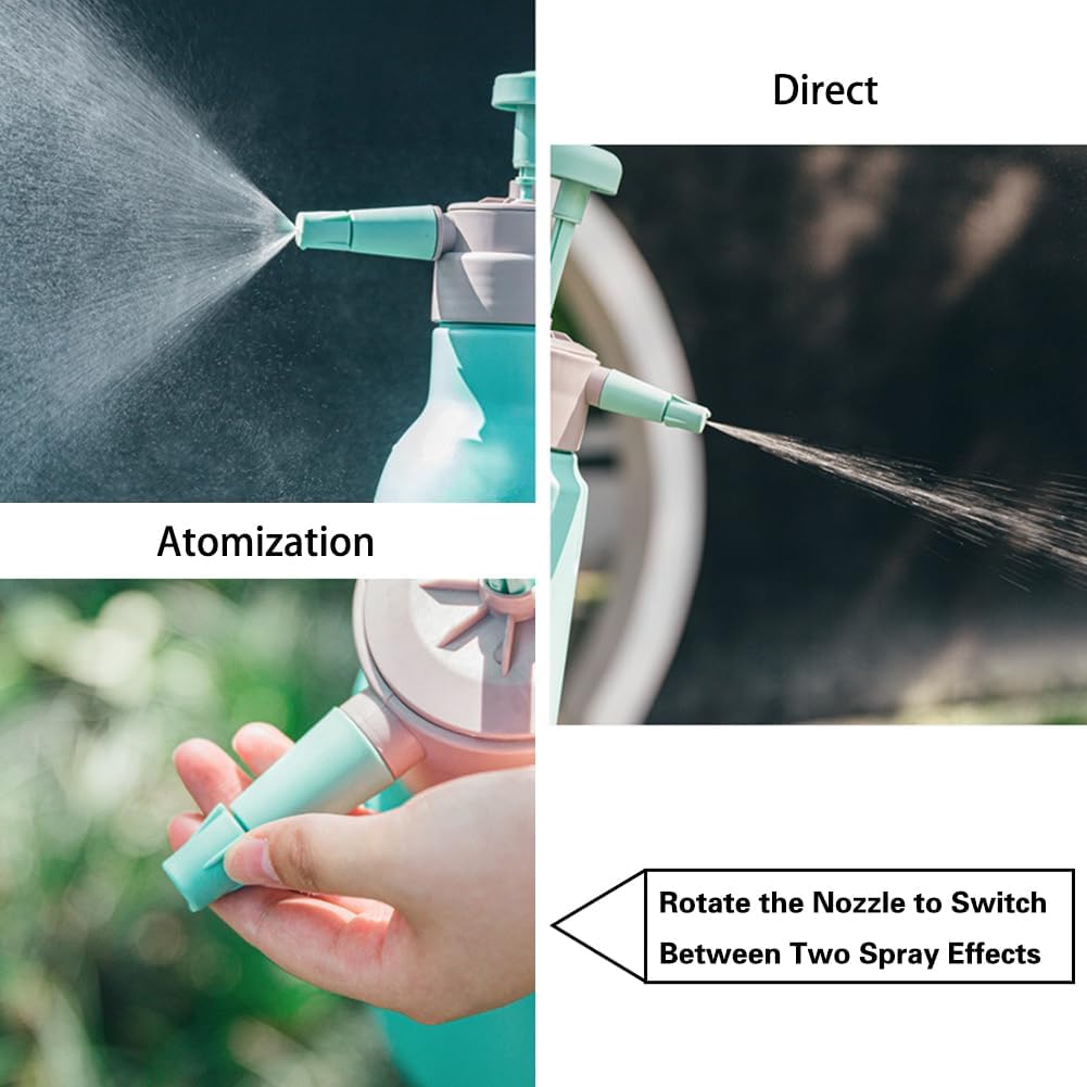 Garden Pump Sprayer, 68 oz/0.5 Gallon Hand Held Pressure Sprayer with Safety Valve ＆ Adjtable Nozzle, Large Capacity Bottle Water Weed Flower Plant Lawn Home Washing Spray 2L (Turquoise) - Image 4