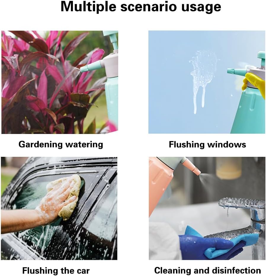 Garden Pump Sprayer, 68 oz/0.5 Gallon Hand Held Pressure Sprayer with Safety Valve ＆ Adjtable Nozzle, Large Capacity Bottle Water Weed Flower Plant Lawn Home Washing Spray 2L (Turquoise) - Image 6
