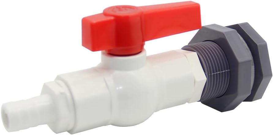 Rain Barrel Spigot PVC Bulkhead Fitting with Ball Valve and 5/8