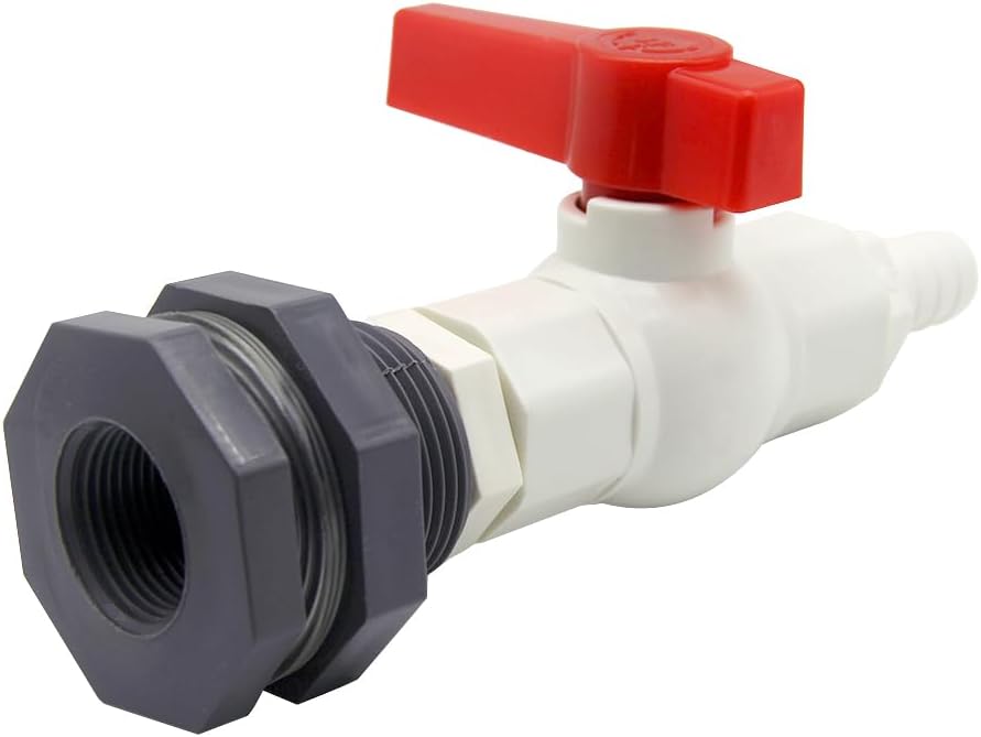 Rain Barrel Spigot PVC Bulkhead Fitting with Ball Valve and 5/8