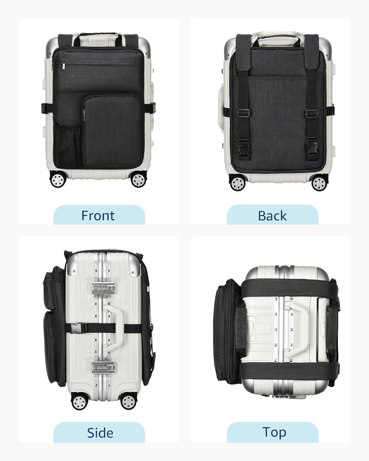 Over Luggage Organizer for Suitcase, Luggage Harness with Cup Holder, Portable Travel Backpack with Adjtable Straps, Hanging Suitcase Organizer for 16