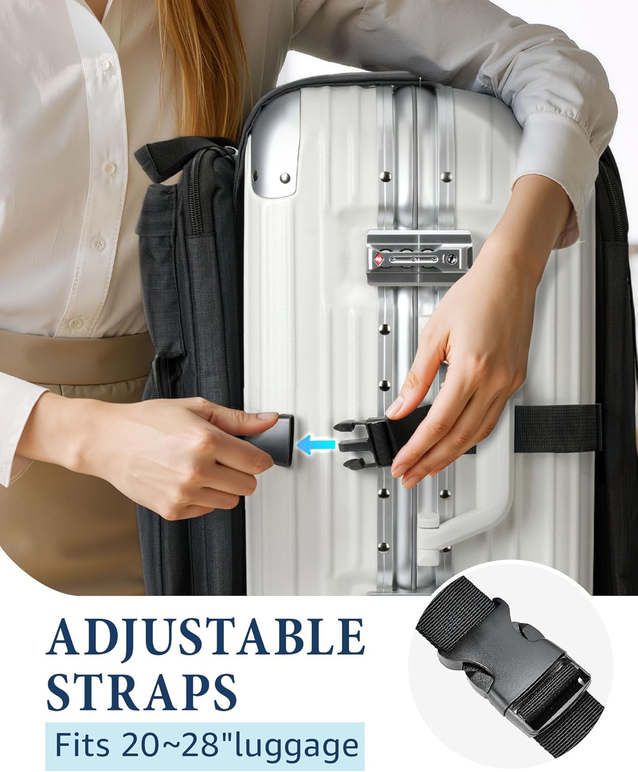 Over Luggage Organizer for Suitcase, Luggage Harness with Cup Holder, Portable Travel Backpack with Adjtable Straps, Hanging Suitcase Organizer for 16
