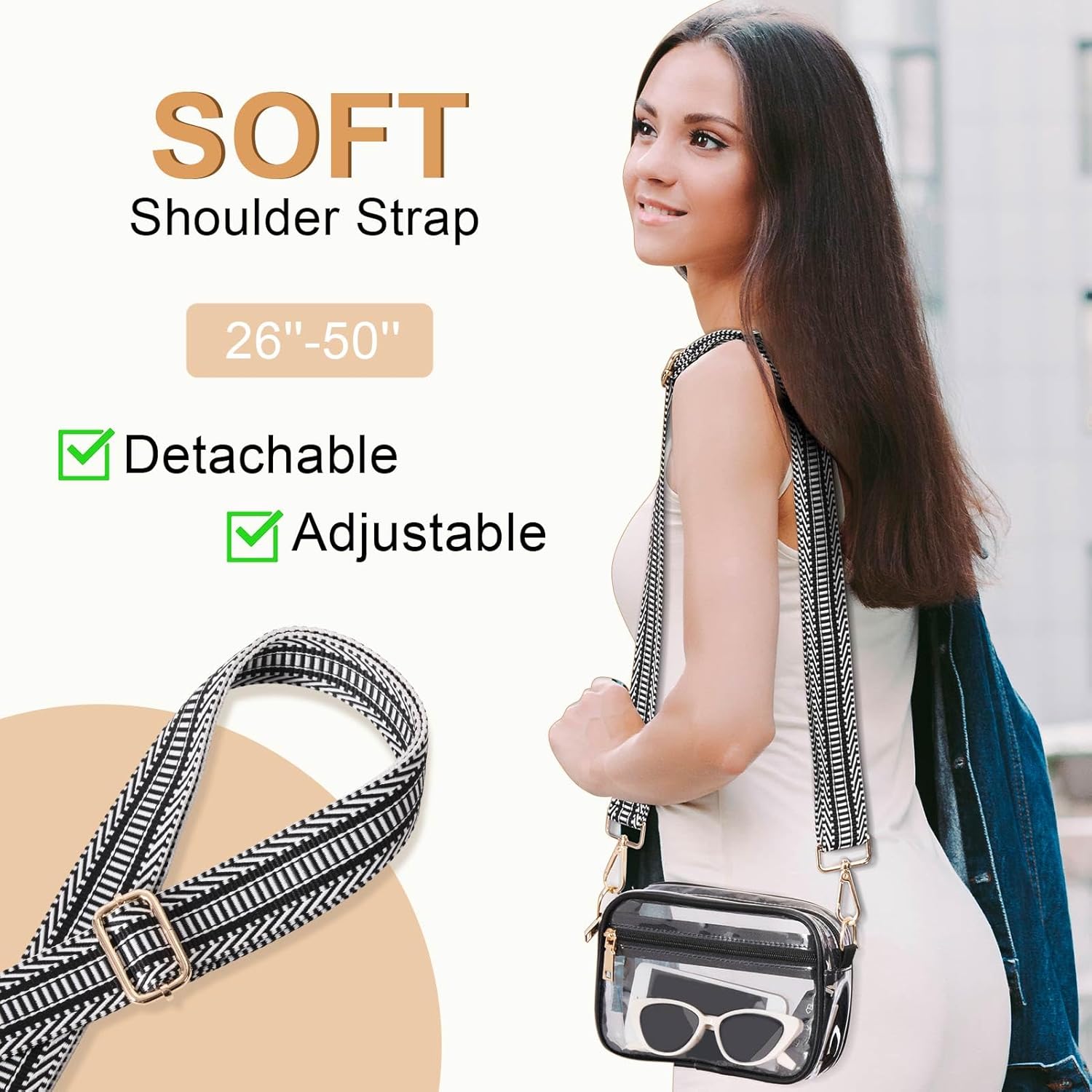 Clear Purse for Women Stadium Approved + Clear Crossbody Bag Stadium Approved - Image 3