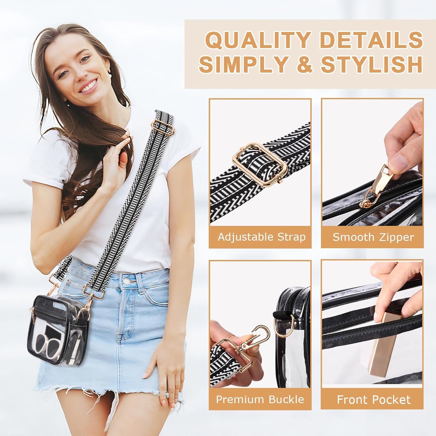 Clear Purse for Women Stadium Approved + Clear Crossbody Bag Stadium Approved - Image 4
