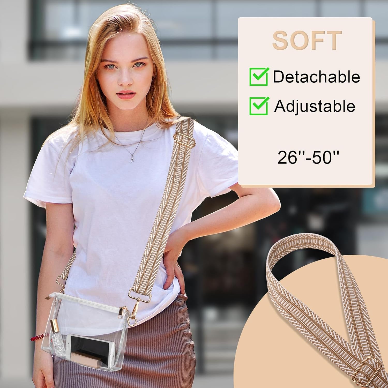 Clear Purse for Women - Stadium Approved + Clear Bag for Events with Zipper, Crossbody Bag for Concerts - Image 4