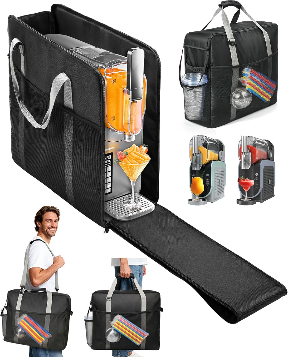 Carrying Bag for Ninja Slhie Machine FS301 & FS300, Portable Travel Tote Storage Bag with Front-Opening Design for Frozen Drink Maker, Thick Padded Protector for Machine Accessories - Image 1
