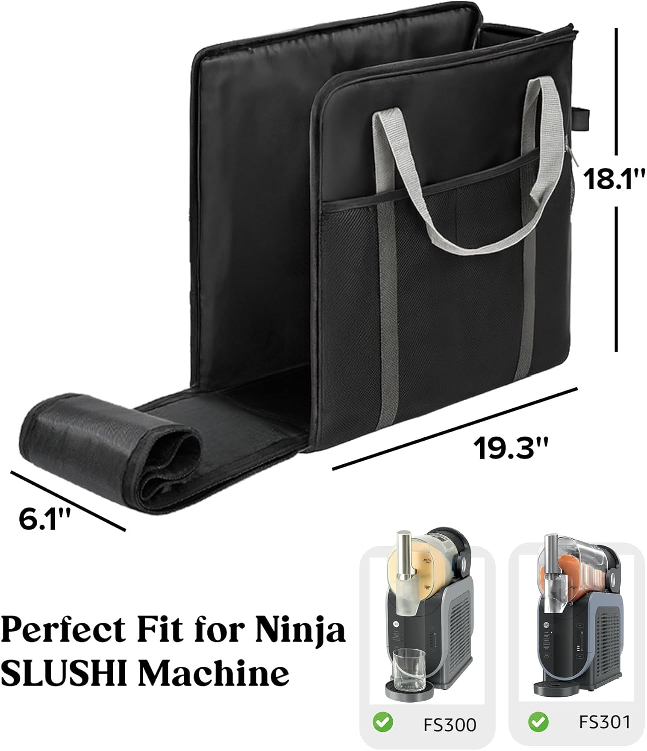 Carrying Bag for Ninja Slhie Machine FS301 & FS300, Portable Travel Tote Storage Bag with Front-Opening Design for Frozen Drink Maker, Thick Padded Protector for Machine Accessories - Image 2