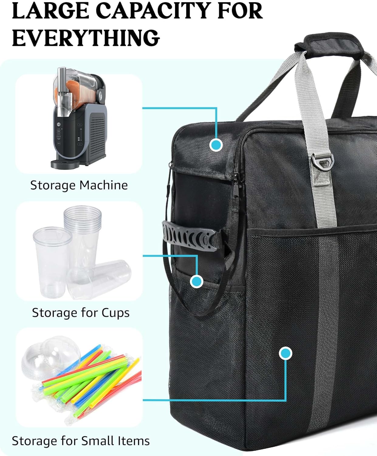 Carrying Bag for Ninja Slhie Machine FS301 & FS300, Portable Travel Tote Storage Bag with Front-Opening Design for Frozen Drink Maker, Thick Padded Protector for Machine Accessories - Image 4