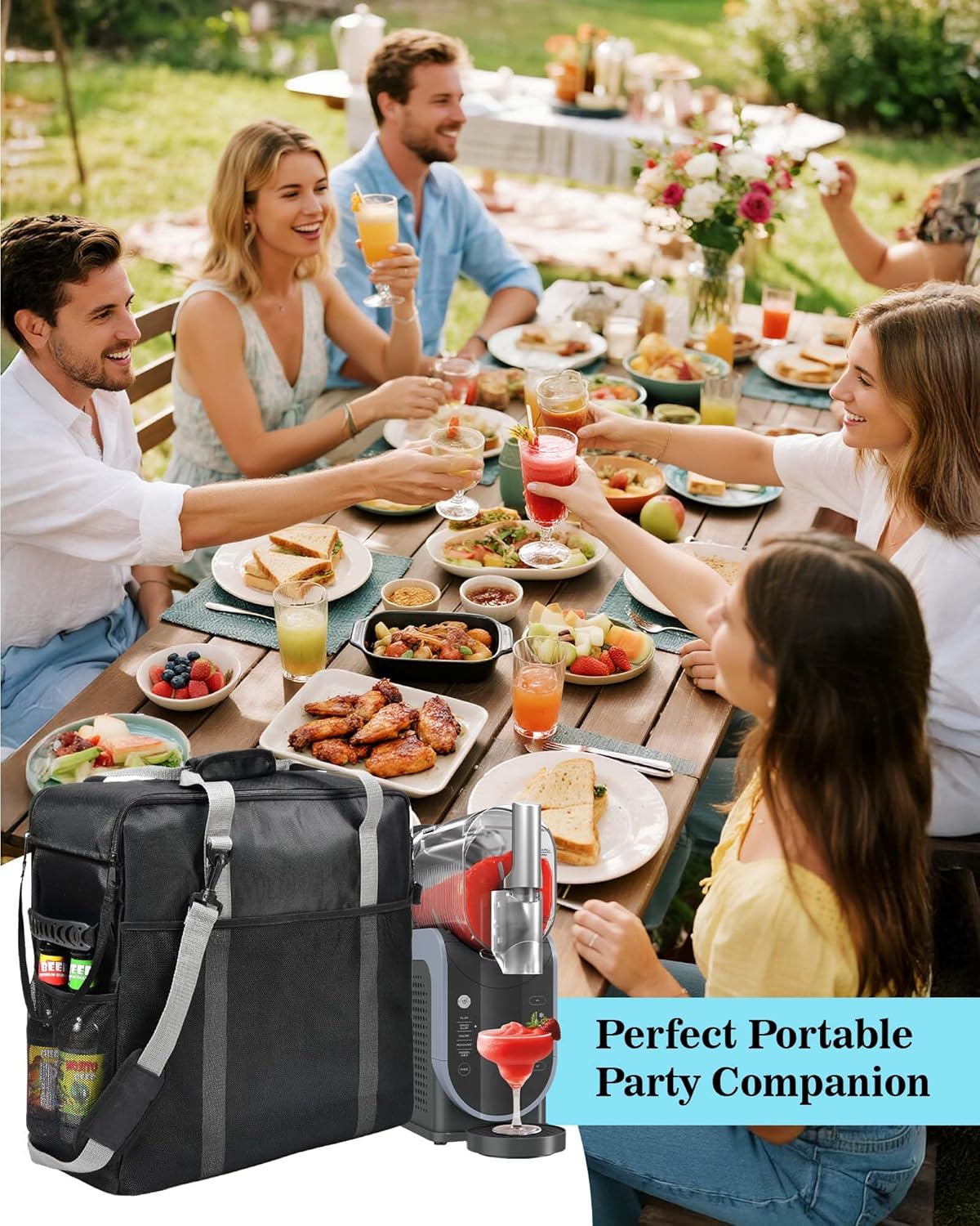 Carrying Bag for Ninja Slhie Machine FS301 & FS300, Portable Travel Tote Storage Bag with Front-Opening Design for Frozen Drink Maker, Thick Padded Protector for Machine Accessories - Image 6