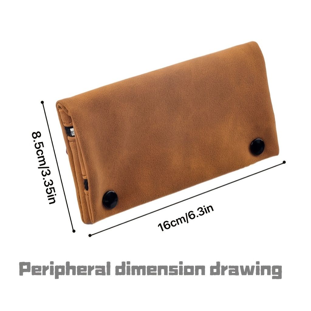 Luxury Brown Matte Flocked PU Leather Tobacco Pipe Pouch, Foldable Portable 3 Compartments Smoking Accessories Storage Bag, 44g Lightweight Travel Organizer for Men - Image 1