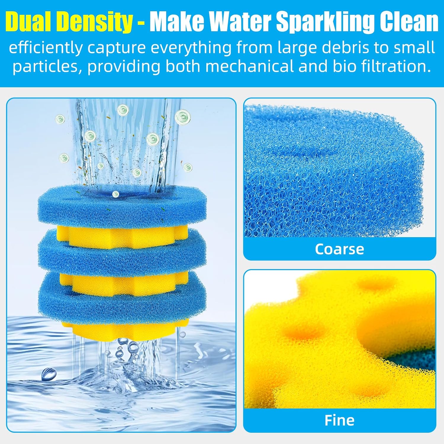 Replacement Sponge Filter Media Pad Compatible with VIVOHOME/VIVOGROW 2380 GPH/2630 GPH or SUNSUN CPF-250/180 Pressure Pond Filter Foam Koi Fish - Image 3
