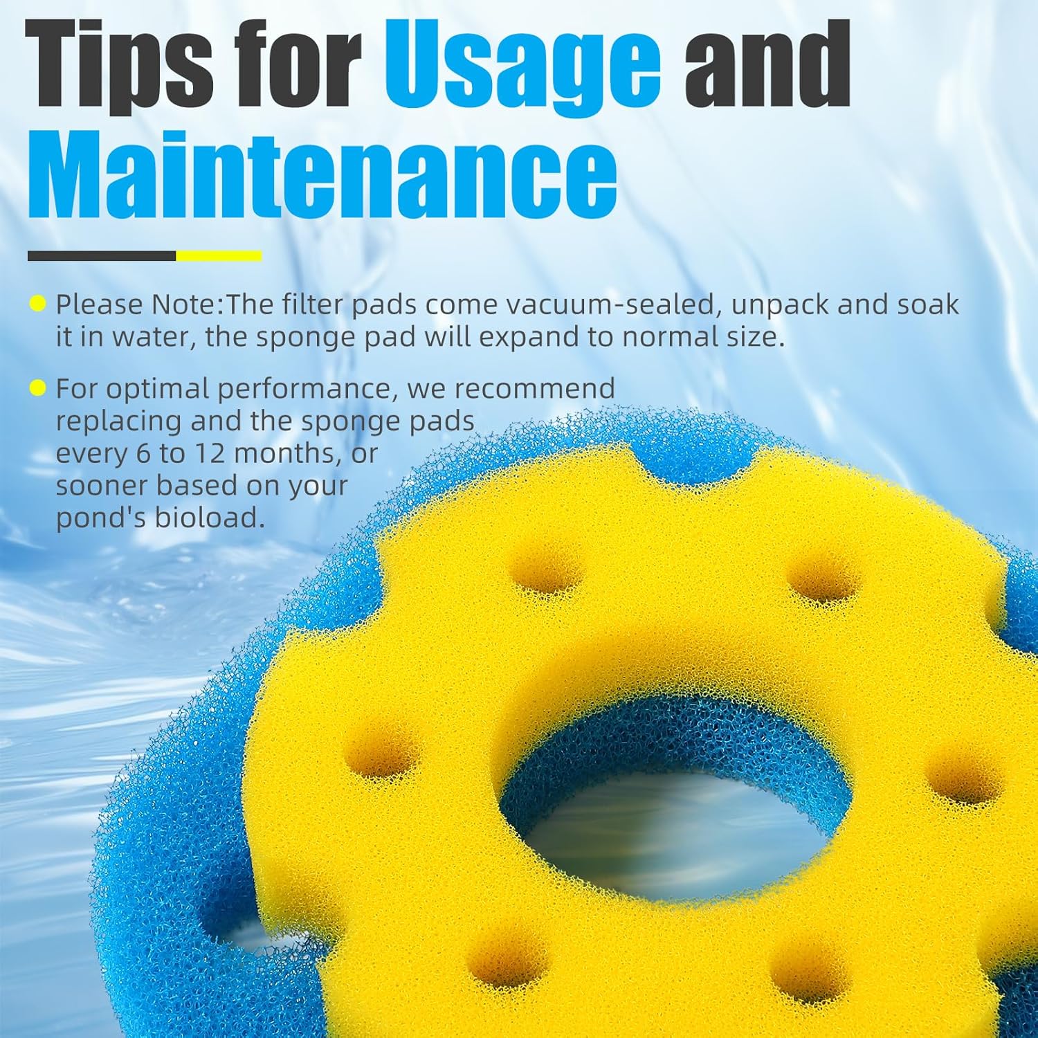 Replacement Sponge Filter Media Pad Compatible with VIVOHOME/VIVOGROW 2380 GPH/2630 GPH or SUNSUN CPF-250/180 Pressure Pond Filter Foam Koi Fish - Image 5