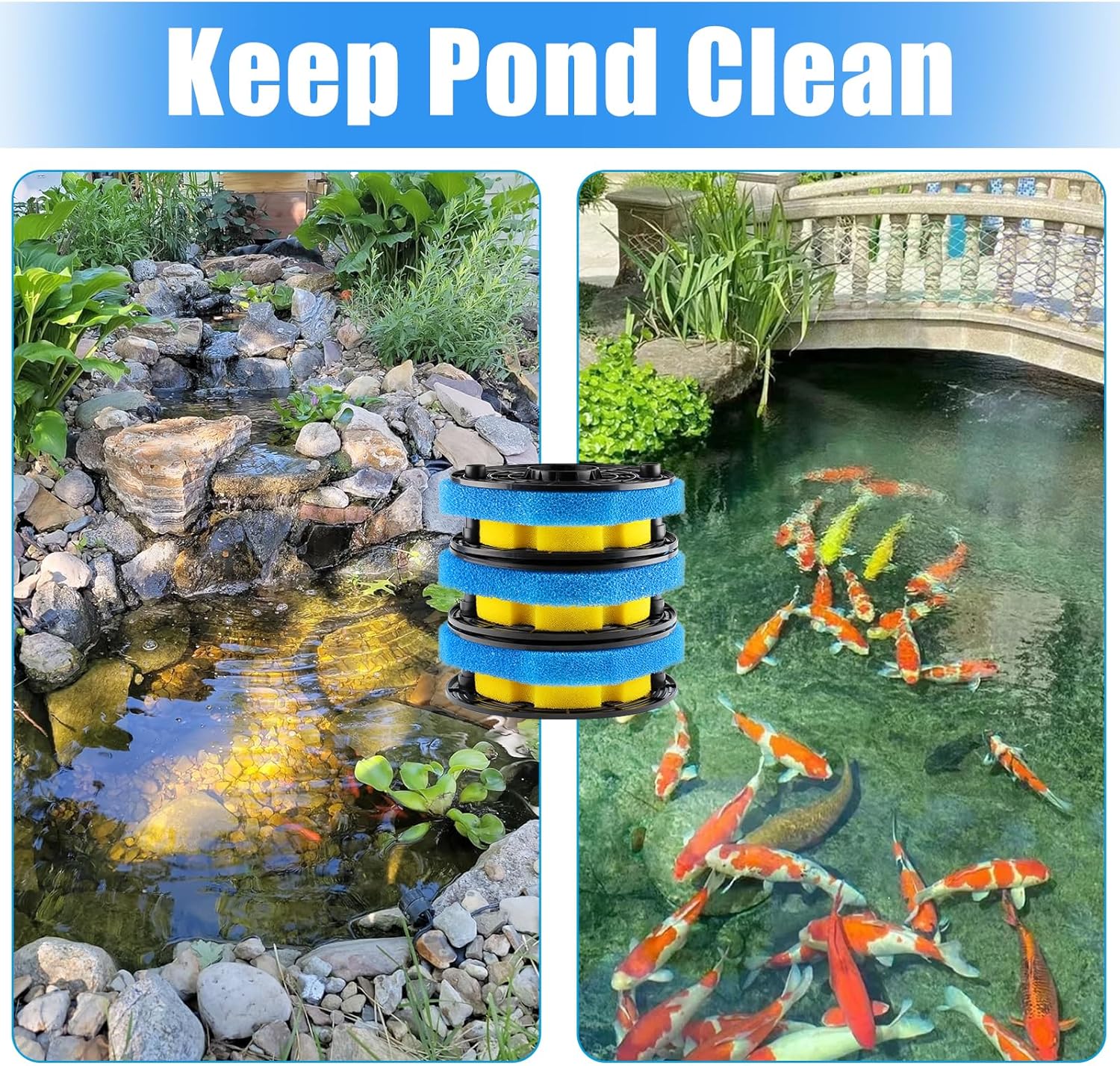 Replacement Sponge Filter Media Pad Compatible with VIVOHOME/VIVOGROW 2380 GPH/2630 GPH or SUNSUN CPF-250/180 Pressure Pond Filter Foam Koi Fish - Image 6