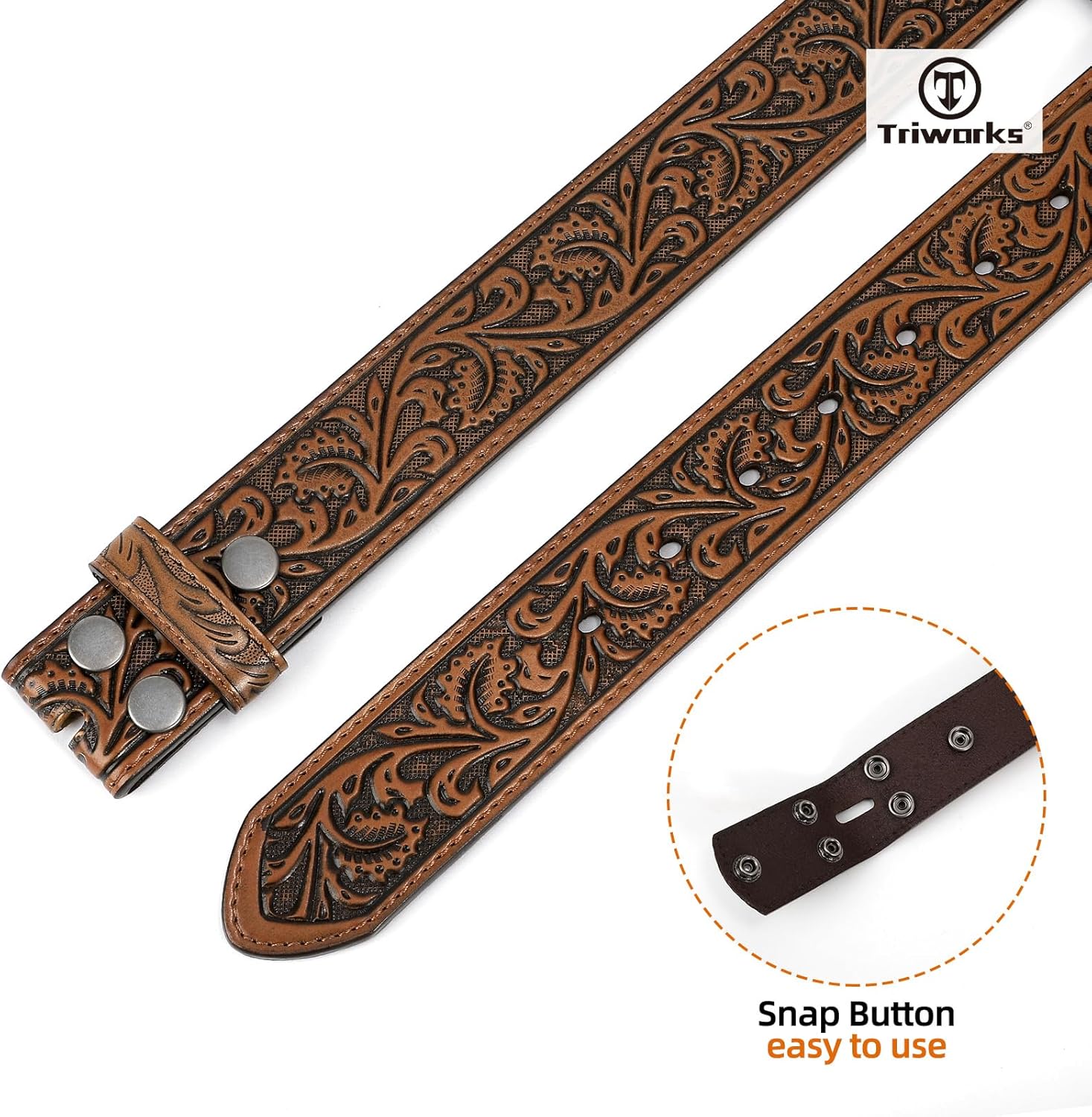 Western Belt Strap for Men without Buckle 1.5