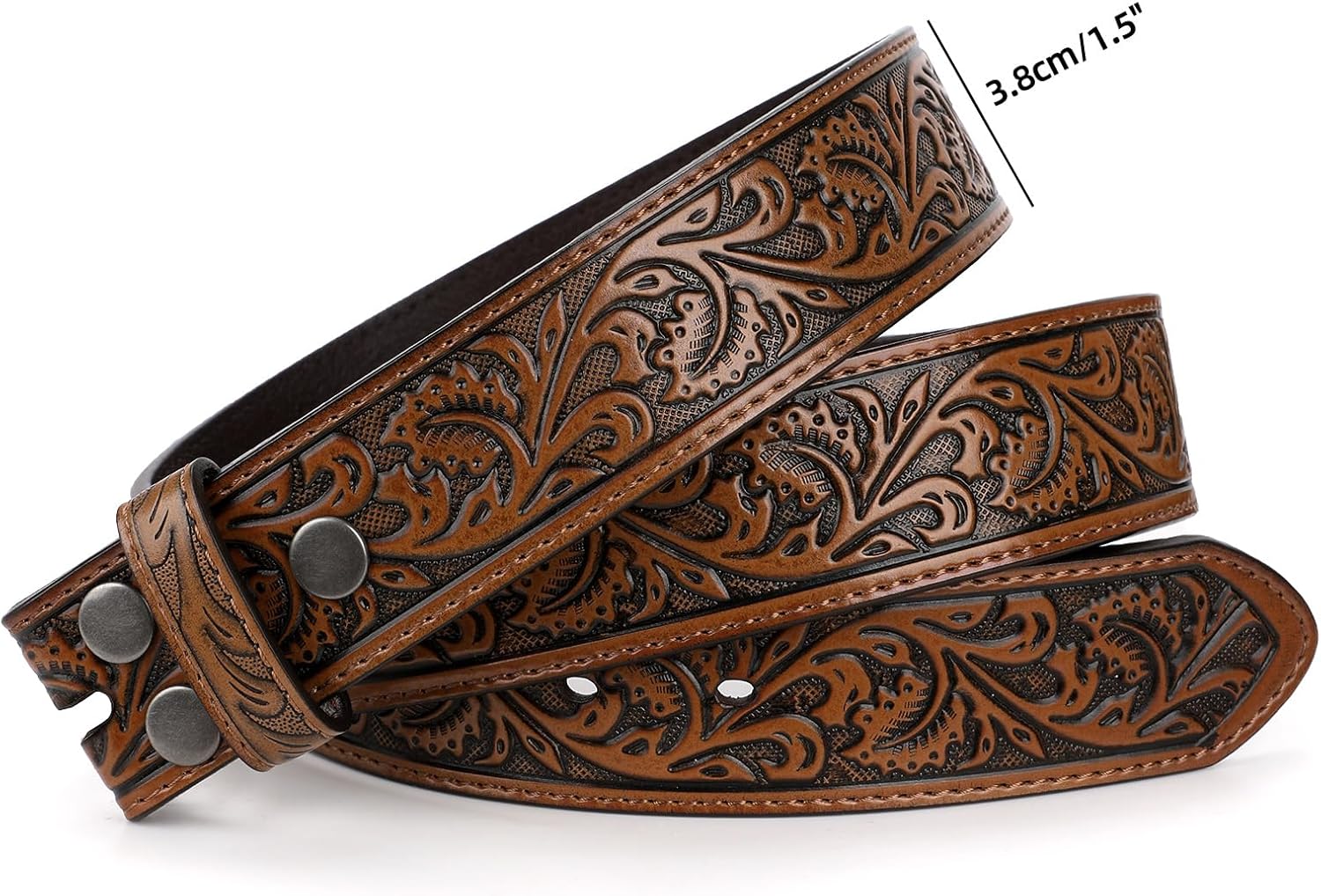 Western Belt Strap for Men without Buckle 1.5