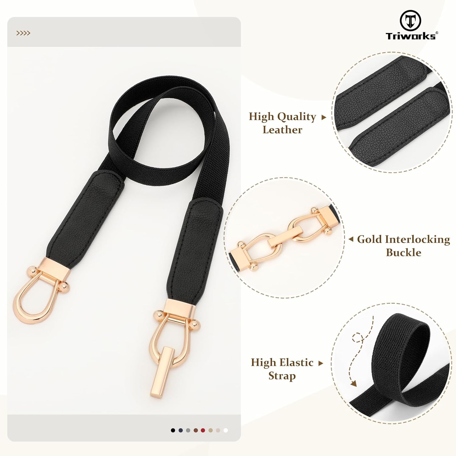 4 Pack Women Skinny Elastic Belts Gold Buckle Thin Stretchy Waist Belts for Dresses - Image 6