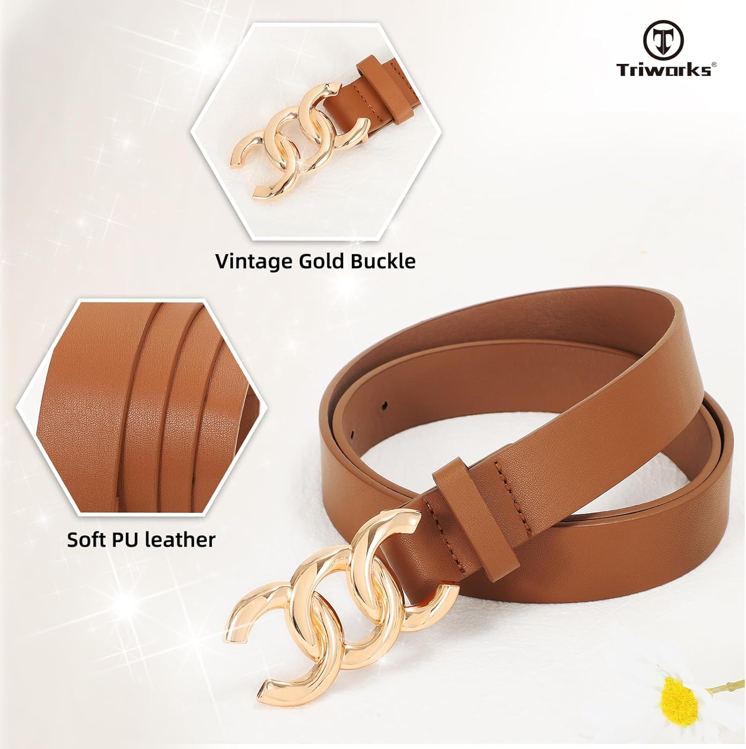 3 Pack Women's Belts for Jeans Pants Fashion Waist Belts for Ladies Leather Belts - Image 5