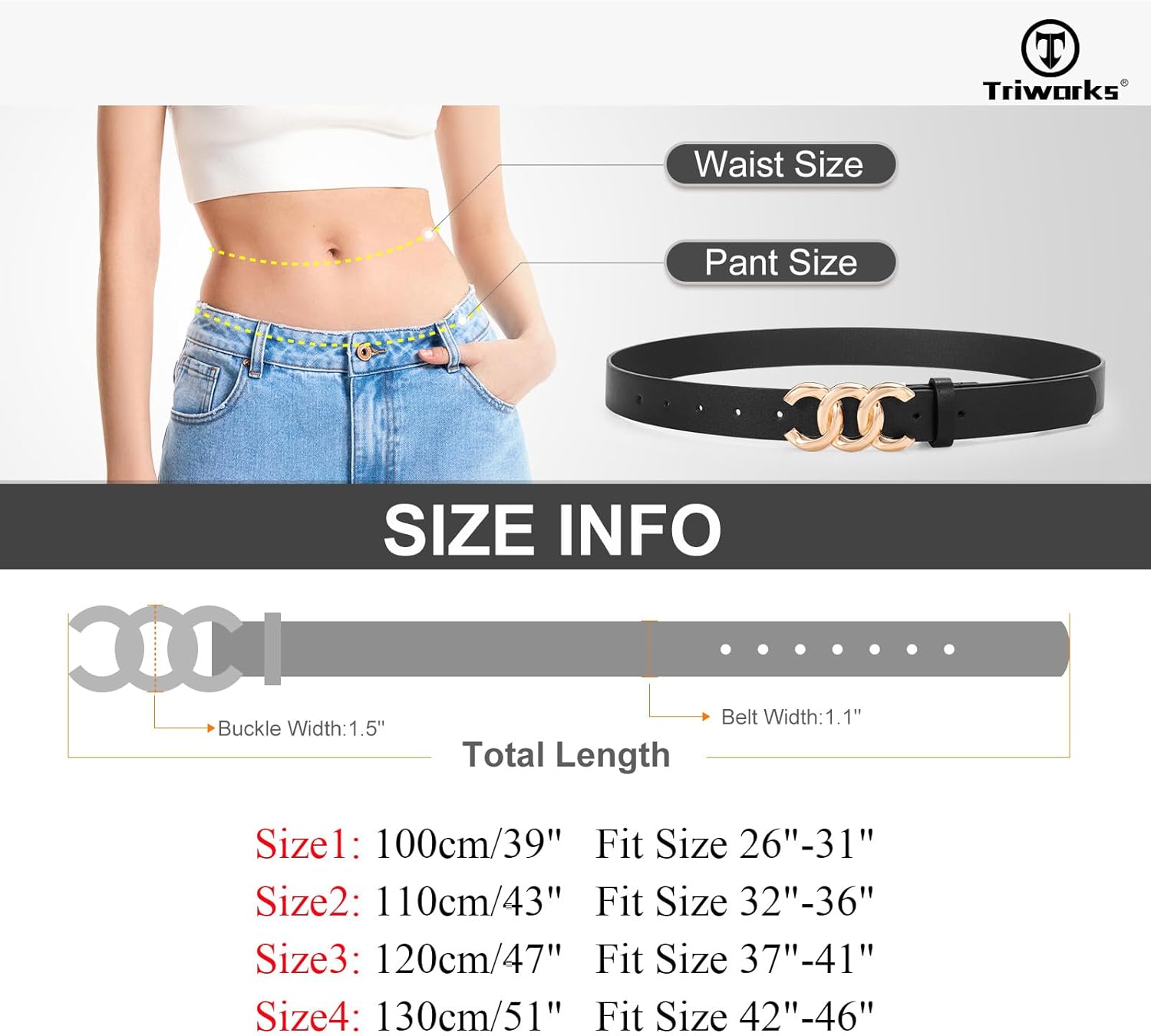 3 Pack Women's Belts for Jeans Pants Fashion Waist Belts for Ladies Leather Belts - Image 6