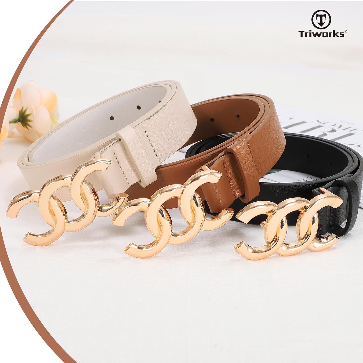 3 Pack Women's Belts for Jeans Pants Fashion Waist Belts for Ladies Leather Belts - Image 8
