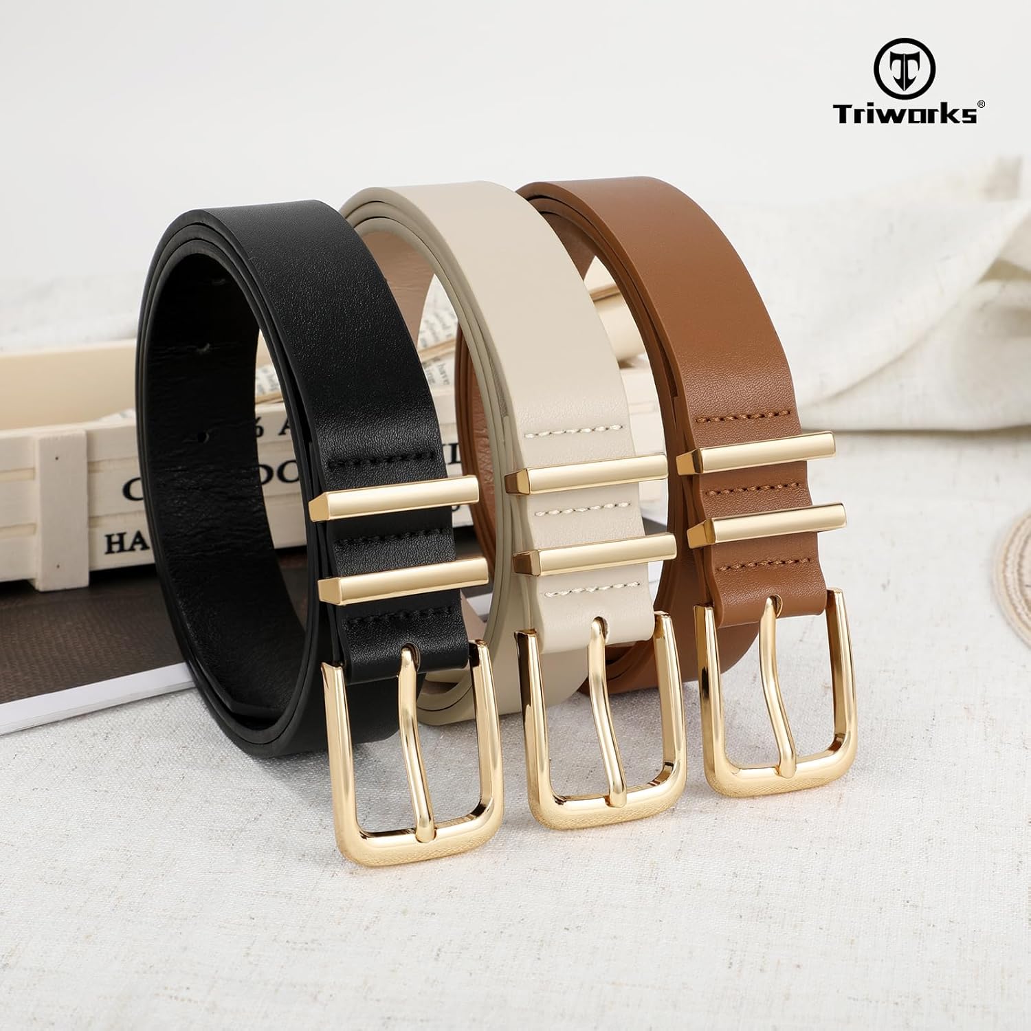 3 Pack Women Belts For Jeans Pants Dresses Ladies Leather Waist Belts - Image 2
