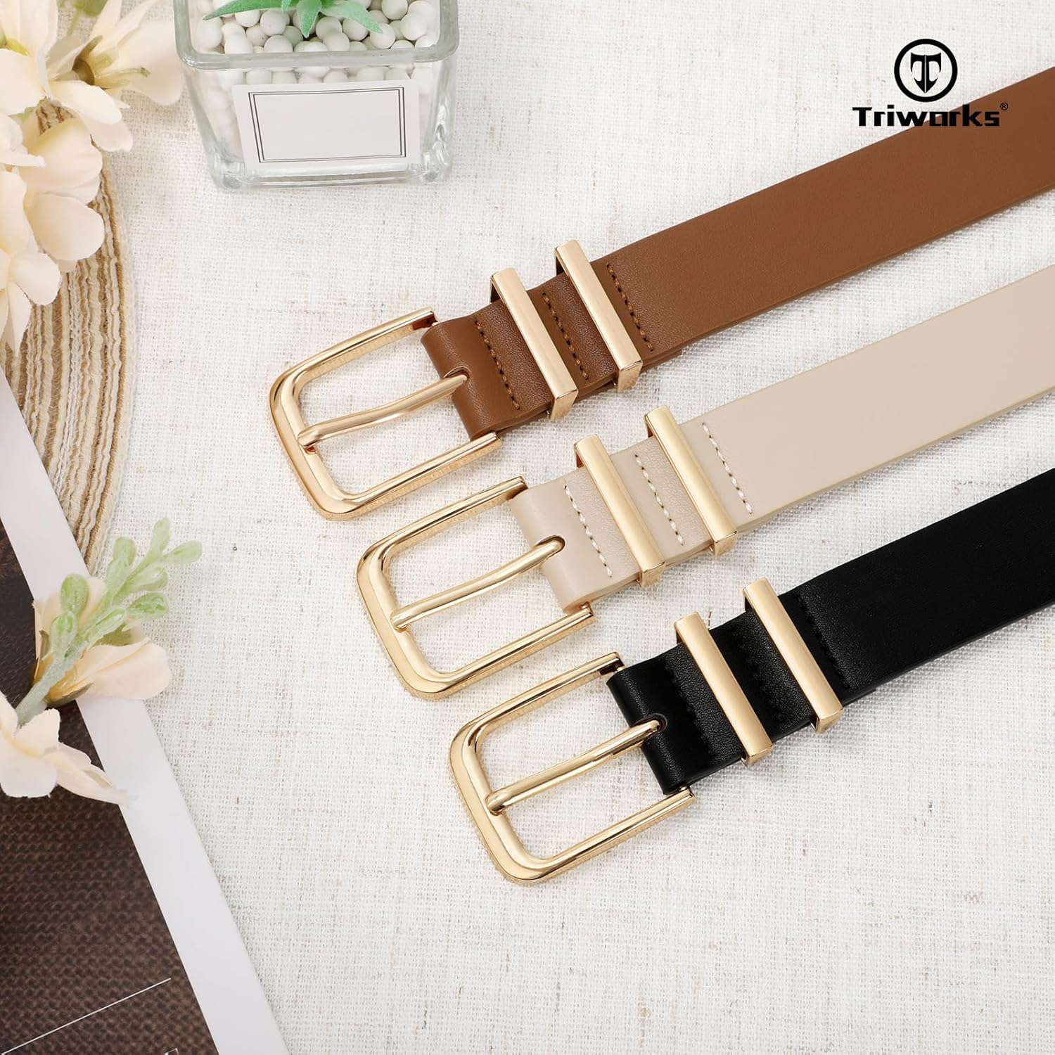 3 Pack Women Belts For Jeans Pants Dresses Ladies Leather Waist Belts - Image 8