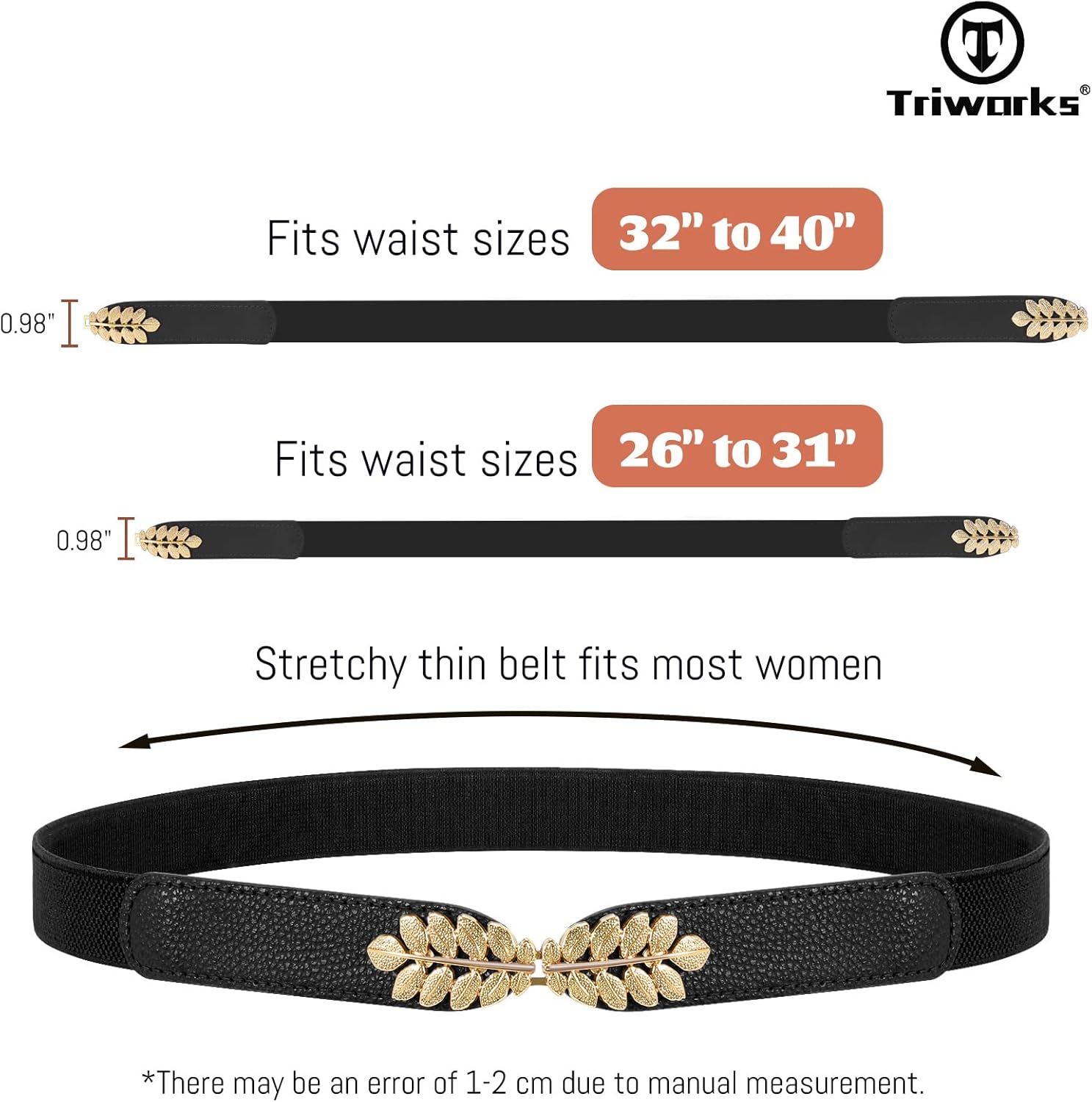 4 Pack Women Skinny Elastic Belt Ladies Fashion Leaf Alloy Buckle Stretchy Thin Waist Belt for Dresses - Image 6