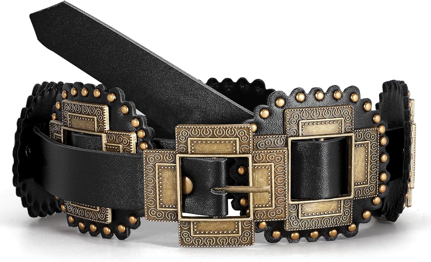 Women Western Concho Leather Belt Cowgirl Boho Belt Chunky for Dresses Concert Festival - Image 1