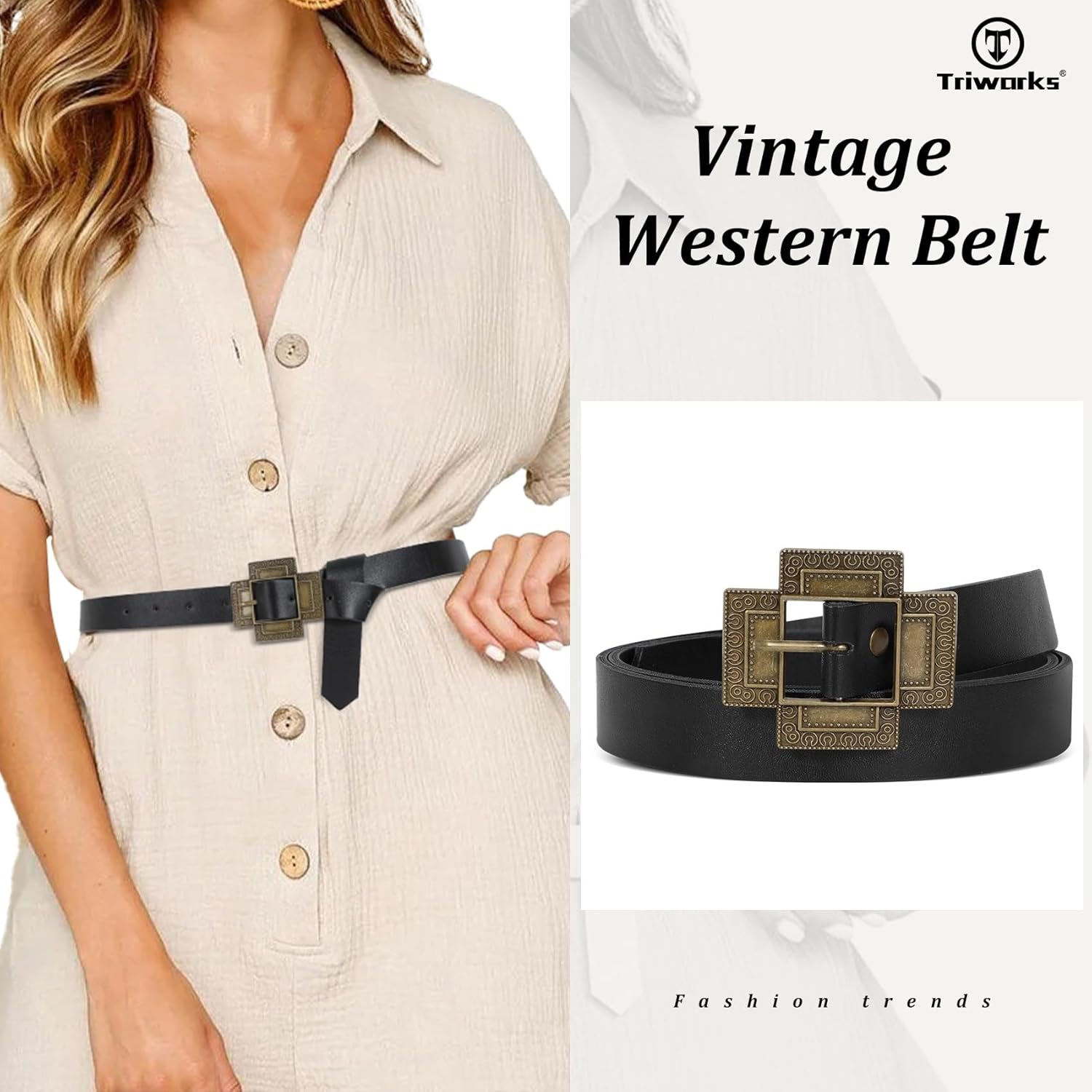 Women Western Concho Leather Belt Cowgirl Boho Belt Chunky for Dresses Concert Festival - Image 4