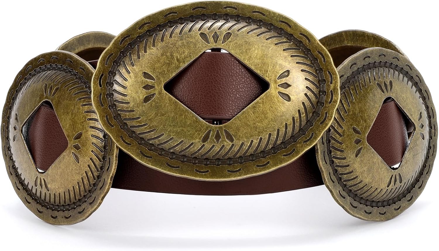 Western Belts for Woman Oval Concho Belt Cowgirl Belt Boho Disc Belt Buckle for Dress Jeans Country Concert Outfit - Image 1