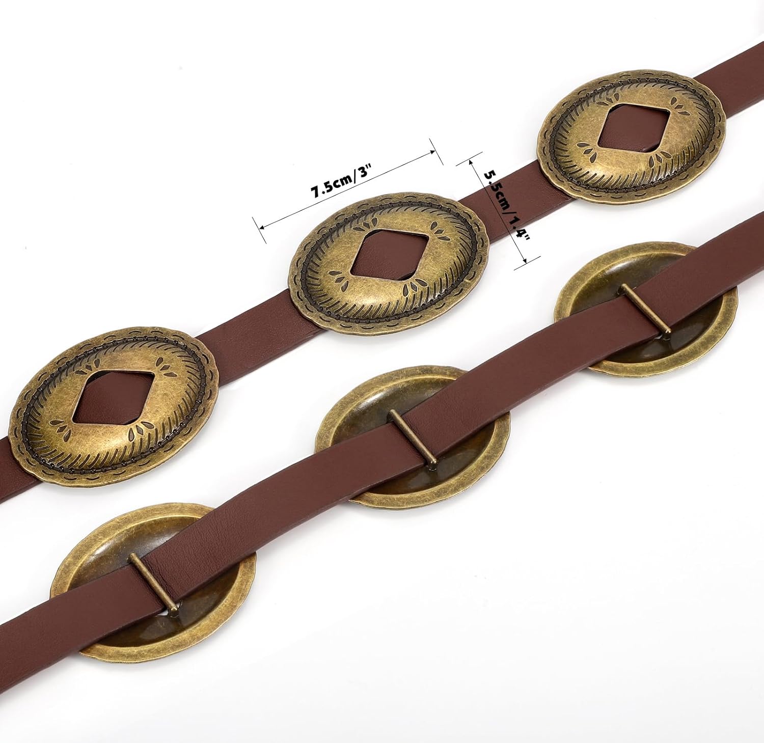 Western Belts for Woman Oval Concho Belt Cowgirl Belt Boho Disc Belt Buckle for Dress Jeans Country Concert Outfit - Image 4