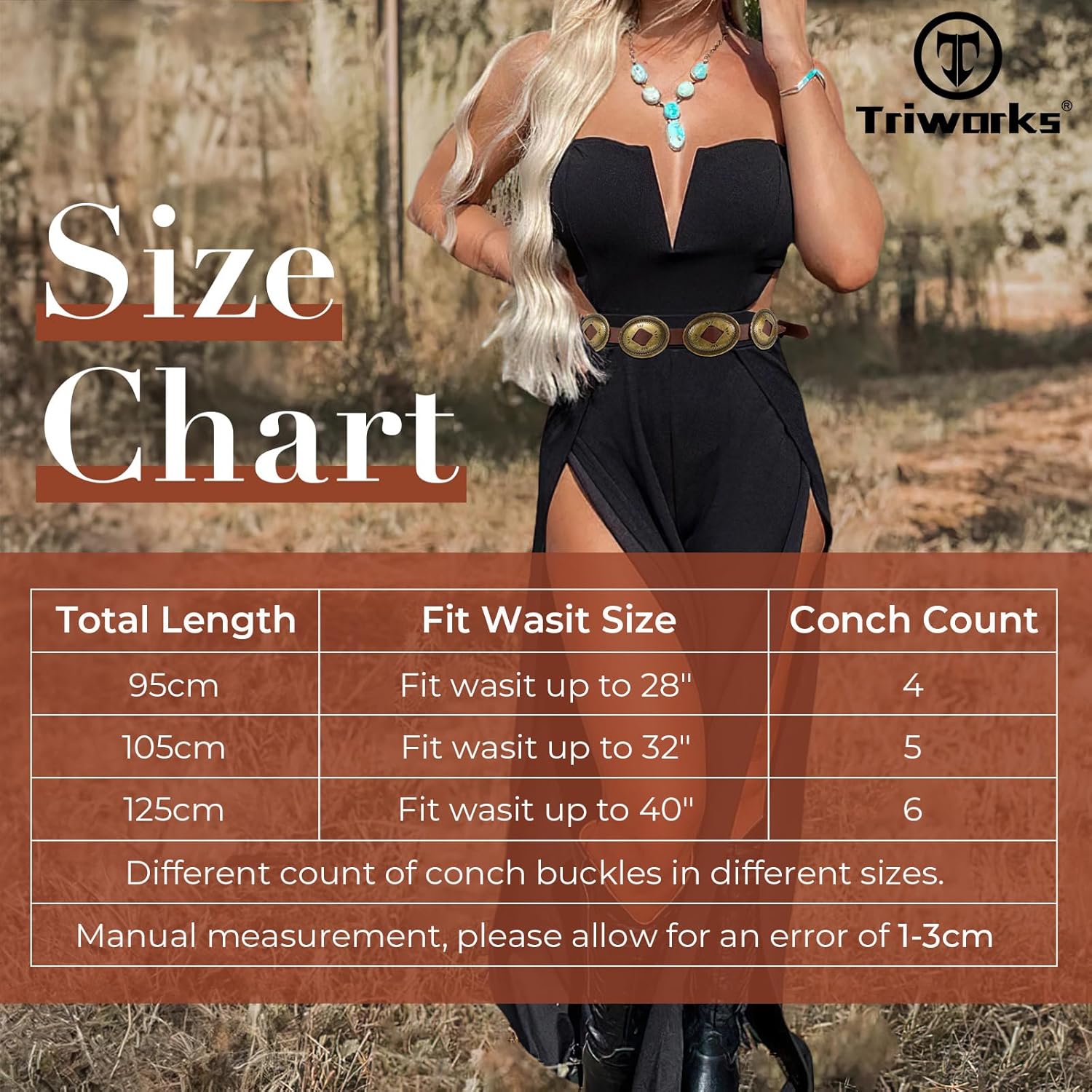 Western Belts for Woman Oval Concho Belt Cowgirl Belt Boho Disc Belt Buckle for Dress Jeans Country Concert Outfit - Image 6
