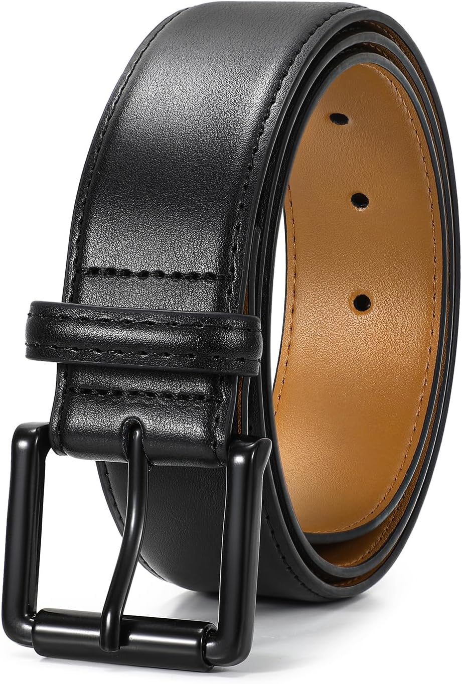 Men Genuine Leather Belt Mens Dress Belt Pin Buckle for Jeans Pants - Image 1