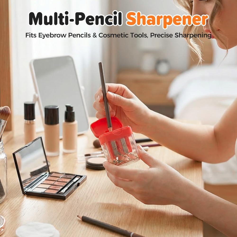 4 Pcs Pencil Sharpeners with Lid, Dual Holes Handheld Pencil Sharpener, Compatible with Standard and Jumbo Pencils, Compact Cute Sharpener for School, Home and Office (Set) - Image 6
