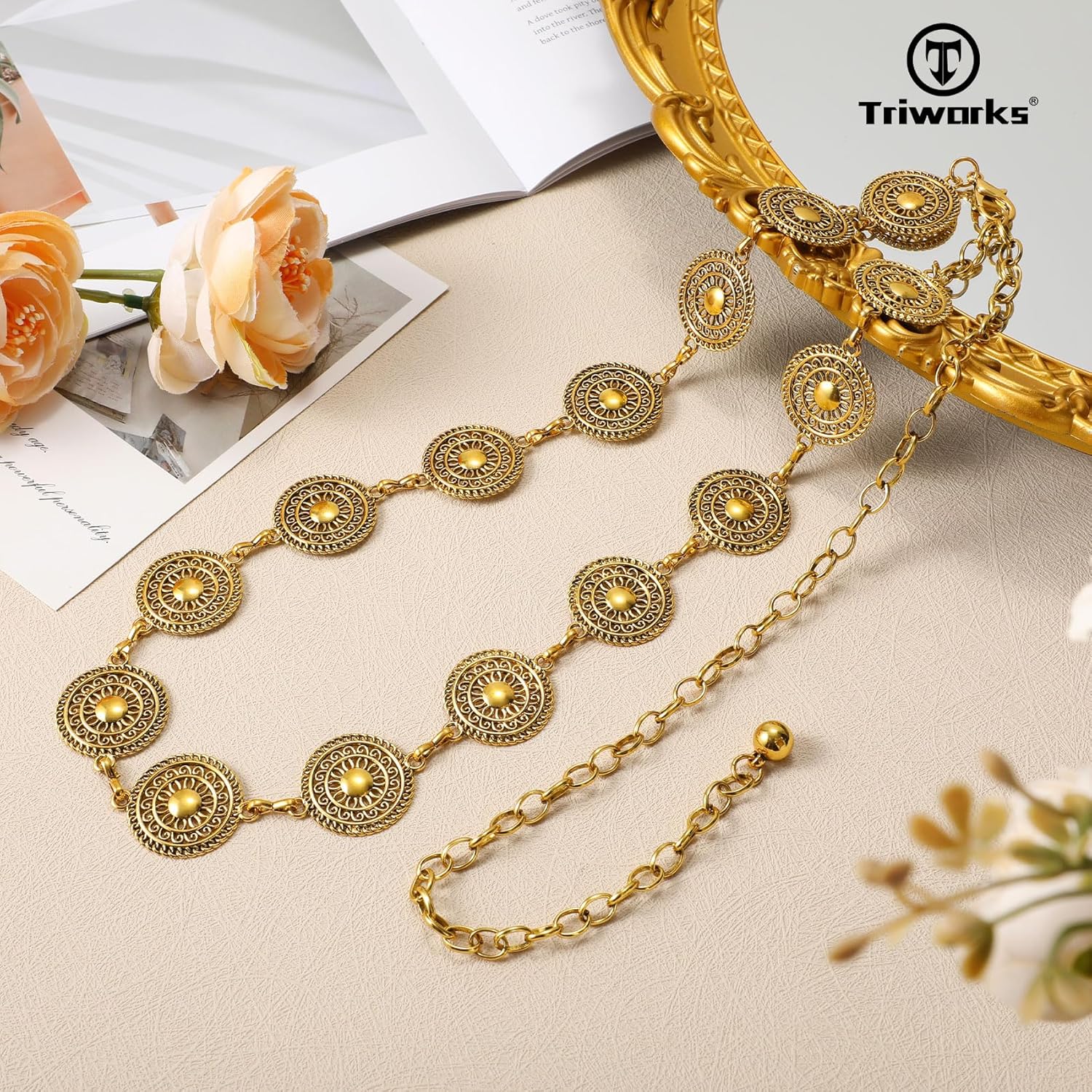 Metal Concho Belt for Women Western Cowgirl Waist Chain Belts for Dresses Jeans Country Concert Outfit Belt - Image 4