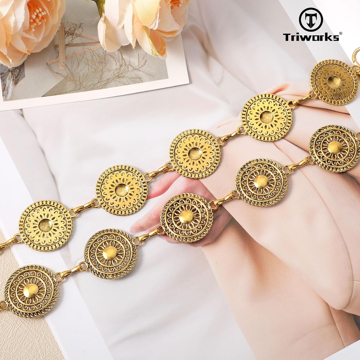 Metal Concho Belt for Women Western Cowgirl Waist Chain Belts for Dresses Jeans Country Concert Outfit Belt - Image 6