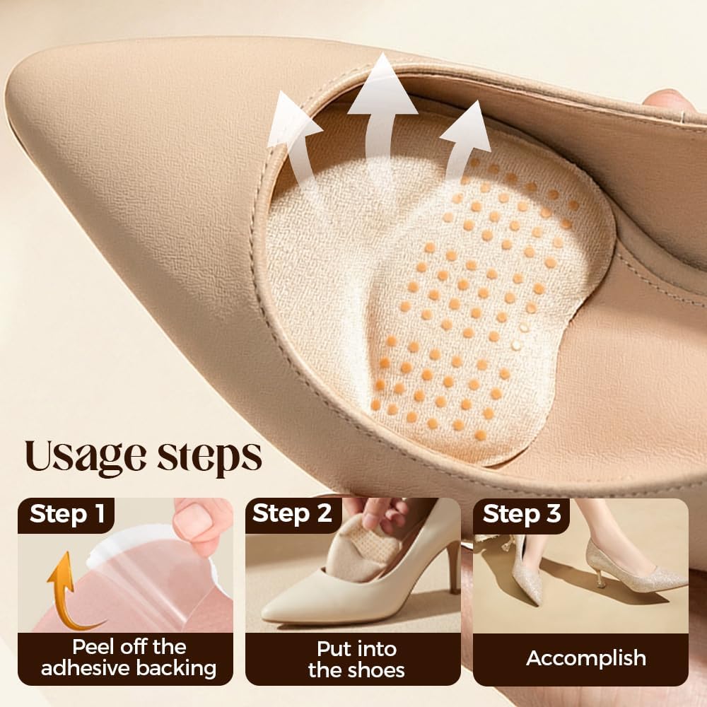 Metatarsal Pads for Women, 2026 Upgraded Ball of Foot Chions, Shoe Inserts with Non-Slip Design, One Size Fits All Breathable Comfort Insoles for High Heels, Sneakers, Sandals (Khaki, 3 Pairs) - Image 3