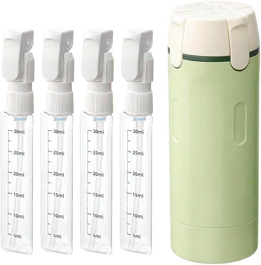 4 in 1 Travel Perfume Bottle Refillable, 4 Pack 30ML Travel Bottles for Toiletries, Leak-Proof & Portable Travel Dispensers Containers for Shampoo, Lotion (Green) - Image 1