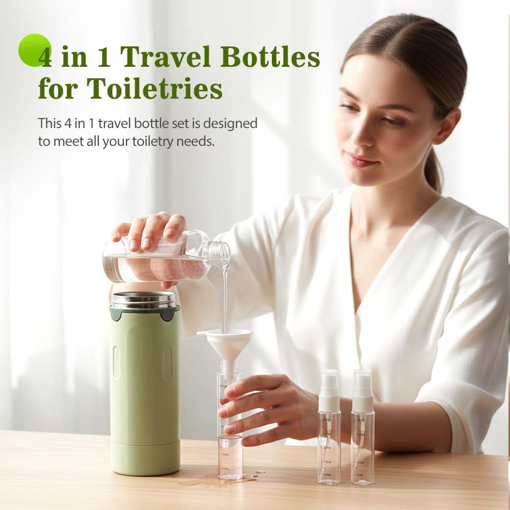 4 in 1 Travel Perfume Bottle Refillable, 4 Pack 30ML Travel Bottles for Toiletries, Leak-Proof & Portable Travel Dispensers Containers for Shampoo, Lotion (Green) - Image 5
