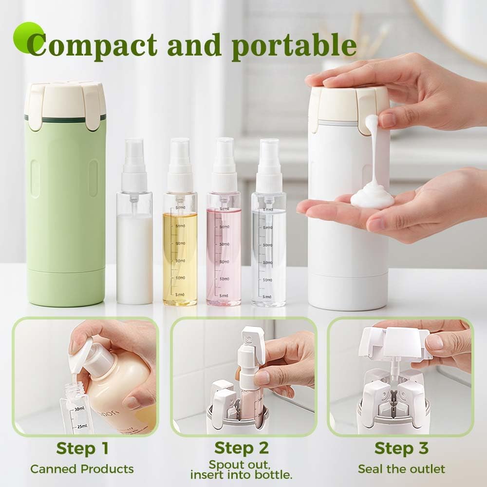 4 in 1 Travel Perfume Bottle Refillable, 4 Pack 30ML Travel Bottles for Toiletries, Leak-Proof & Portable Travel Dispensers Containers for Shampoo, Lotion (Green) - Image 6