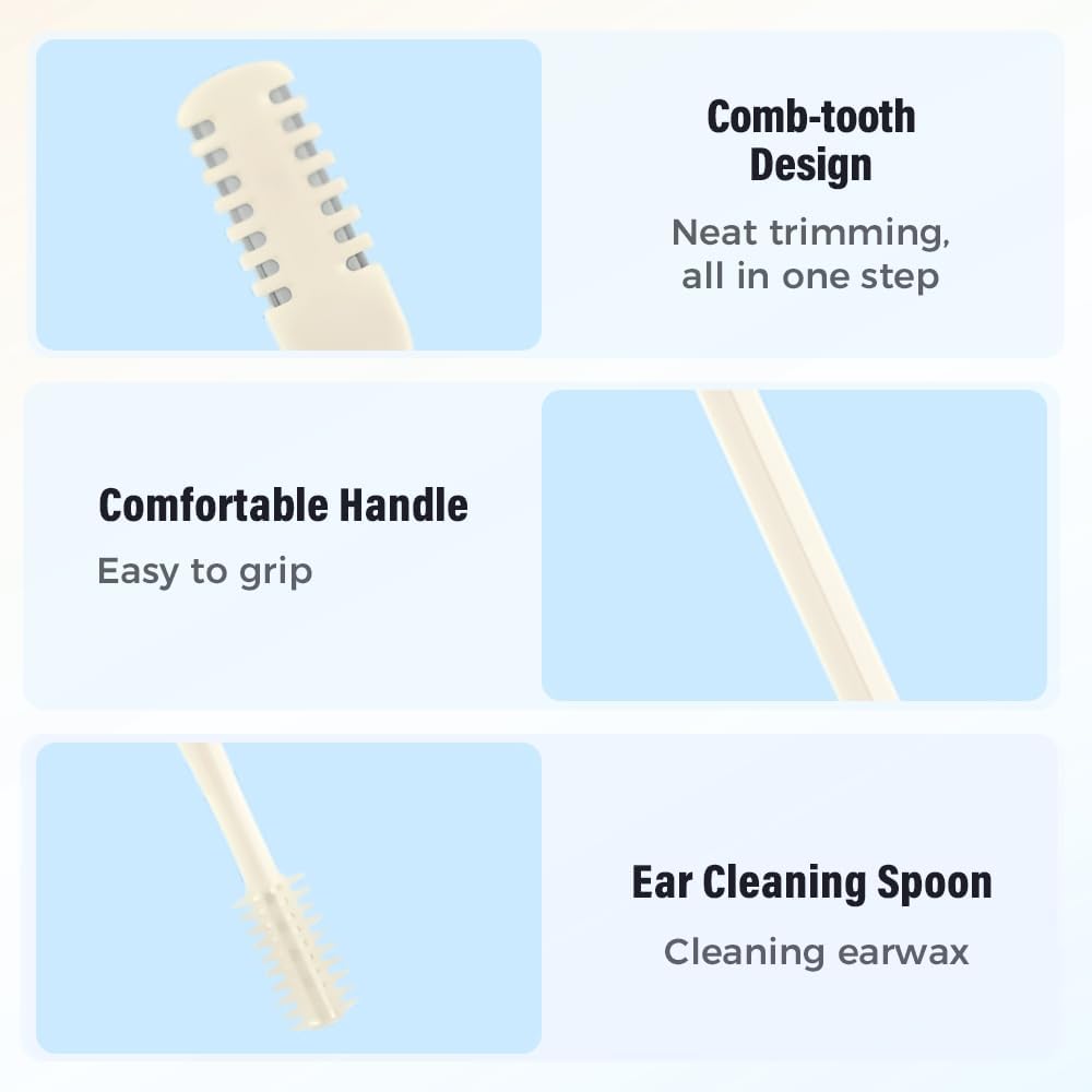 Nasal Hair Cutter, 2025 Double-Sided Nose Hairs Removal, Manual 360° Rotating Nostril Hair Removal Tool, Manual Nose Hairs Cutter, Nasal Hair Trimmer with Ear Picker for Women Men (Beige, 3PCS) - Image 2